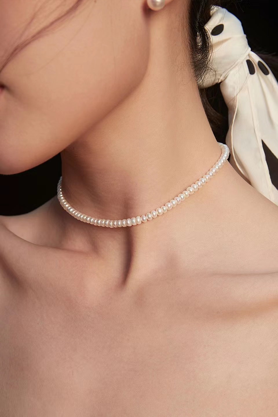 18K S95 sterling silver fashion temperament elegant and noble pearl necklace bracelet