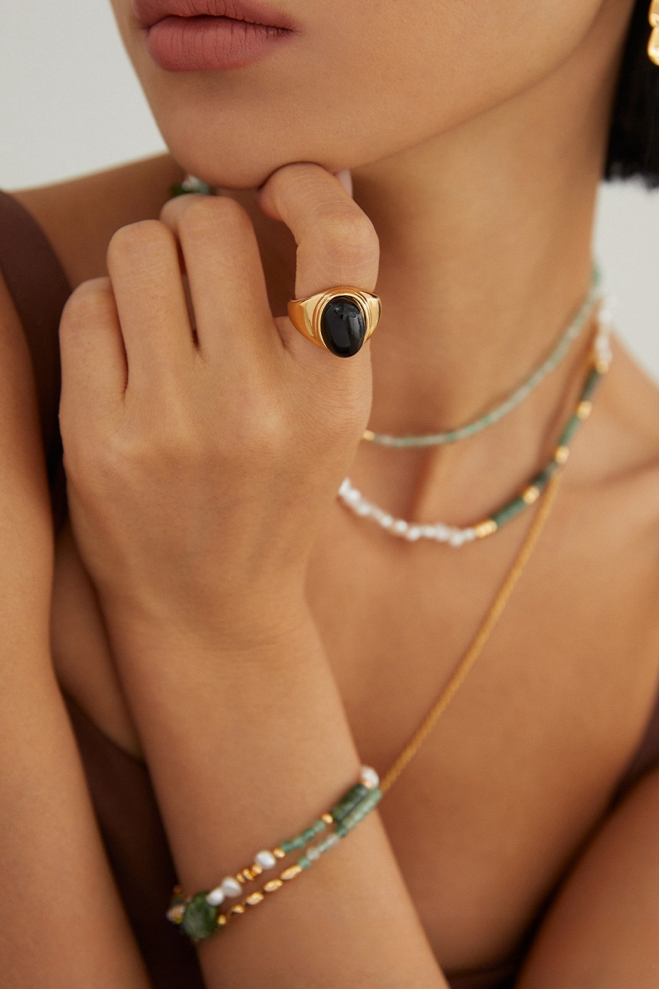 Rose Gold Natural Moonstone Ring