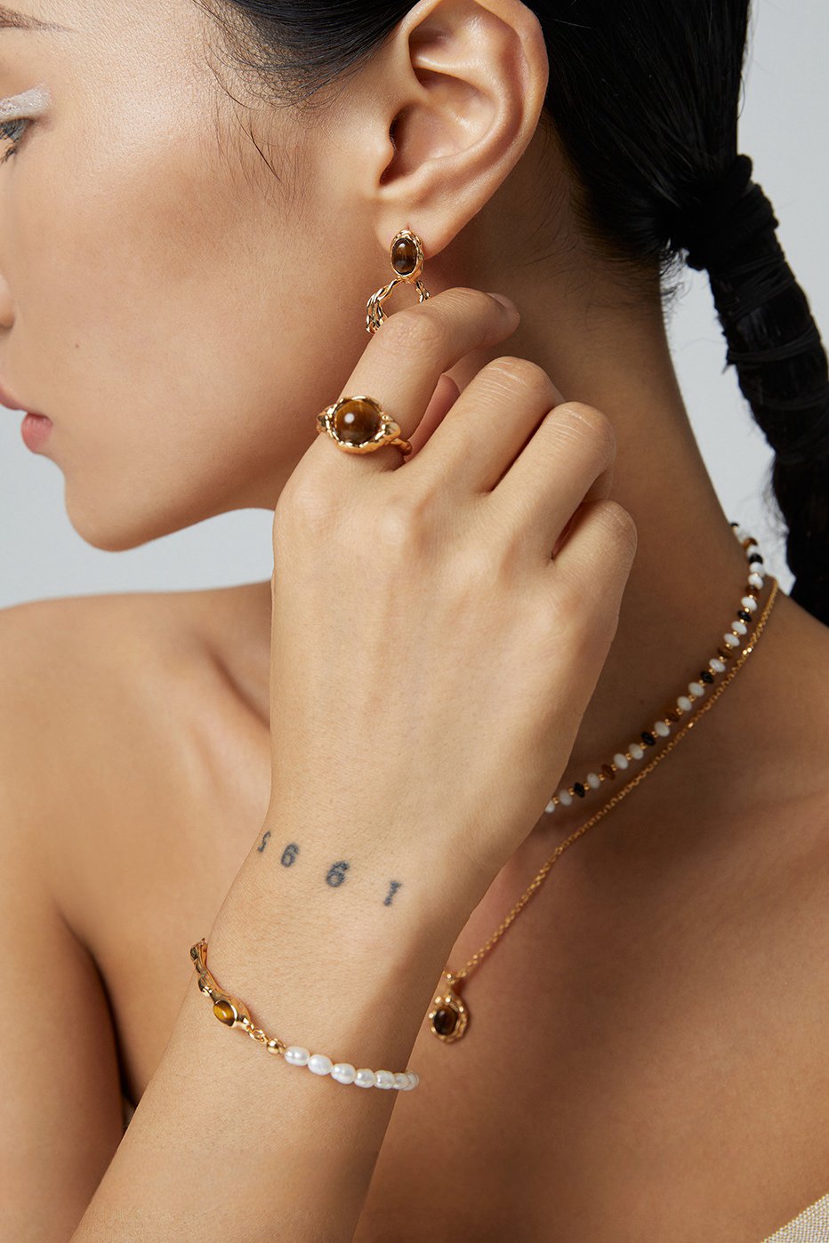 18K S925 Sterling Silver Fashion Unique Personalized Tiger Eye Stone Series