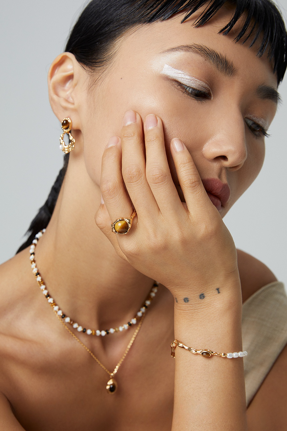 18K S925 Sterling Silver Fashion Unique Personalized Tiger Eye Stone Series