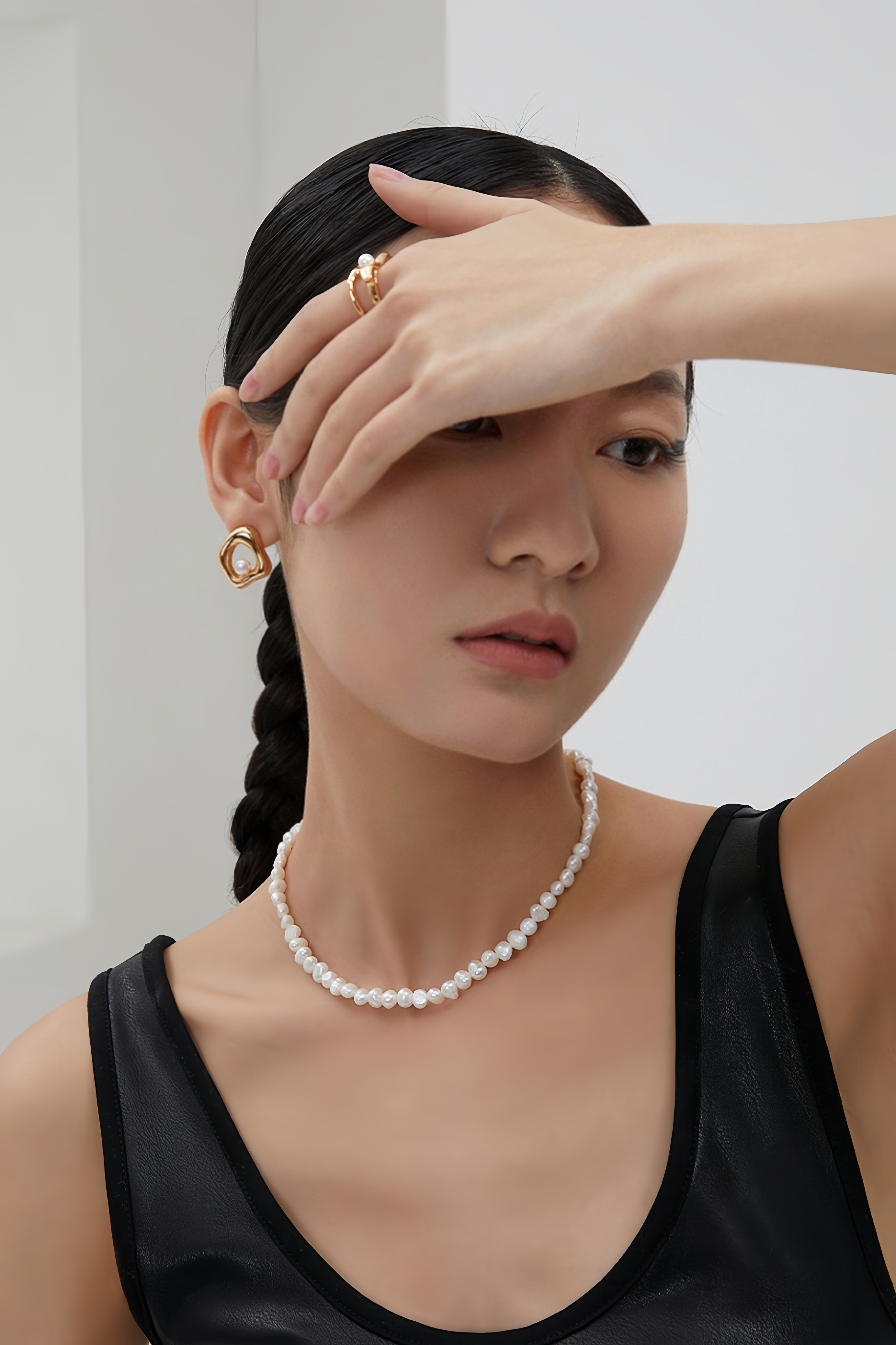 18K S925 Sterling Silver Fashion Elegant Peplum Pearl Necklace