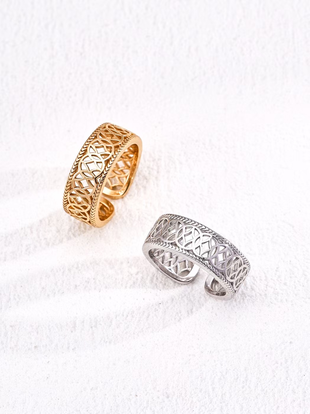 18K S925 Sterling Silver Vintage Fashion Pearl Ring