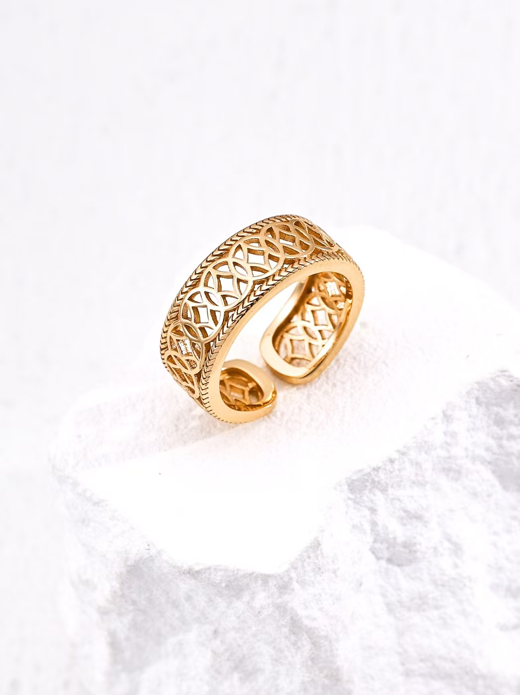 18K S925 Sterling Silver Vintage Fashion Pearl Ring