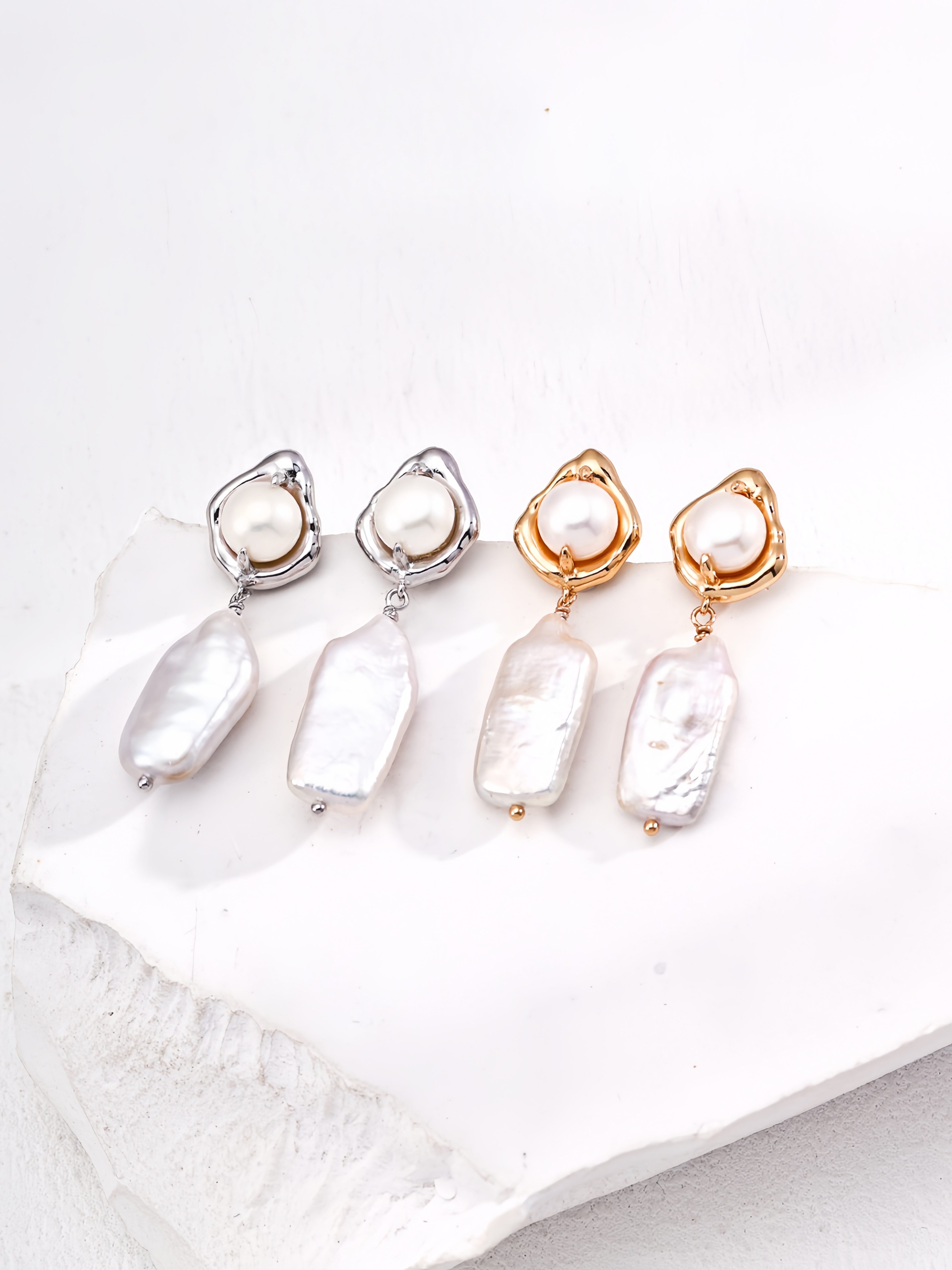 18K natural pearl delicate and noble fashion earrings