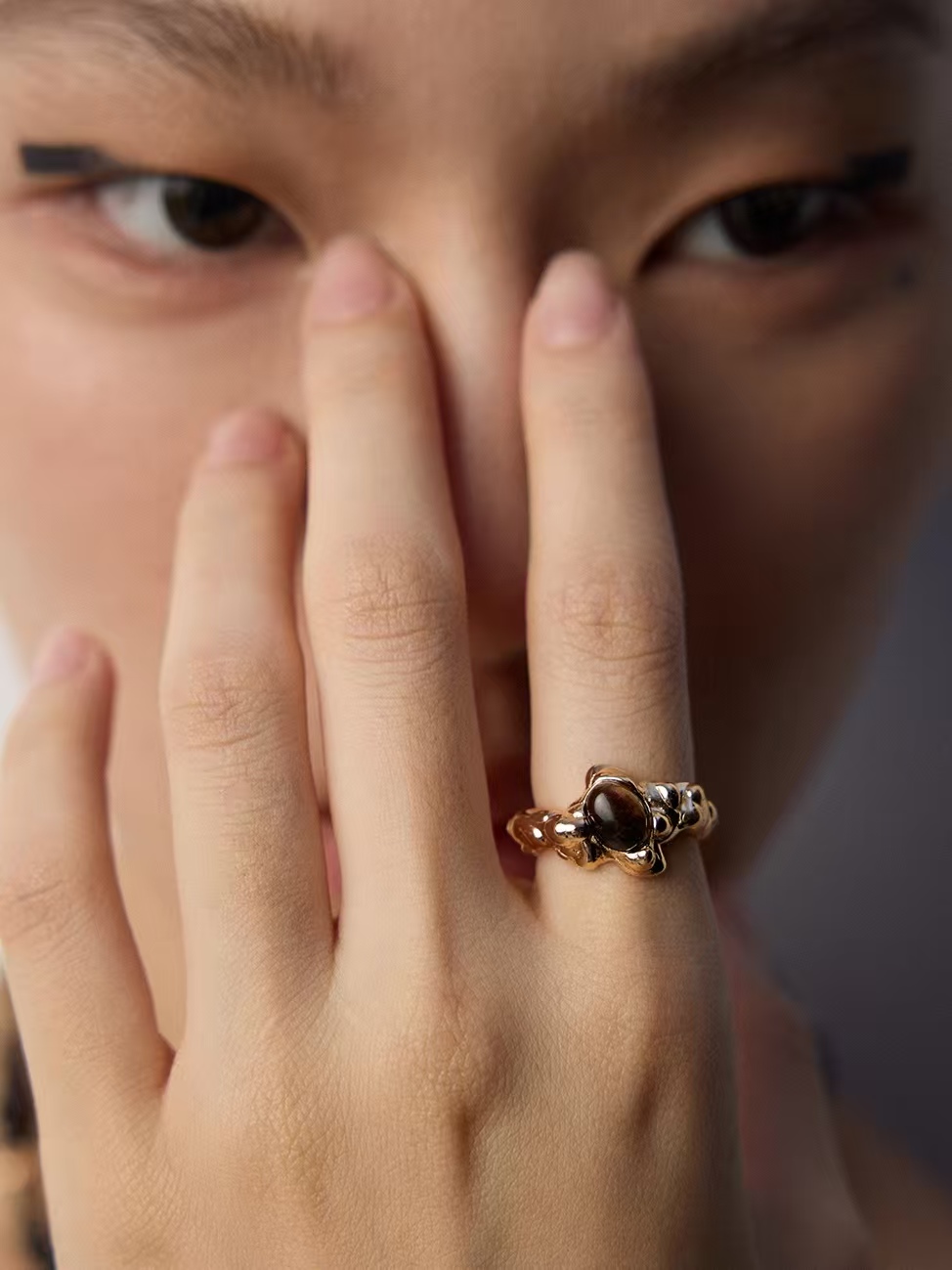 18K S925 sterling silver vintage fashion tiger eye stone series