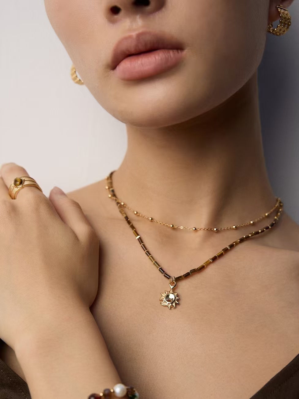 18K S925 sterling silver vintage fashion tiger eye stone series