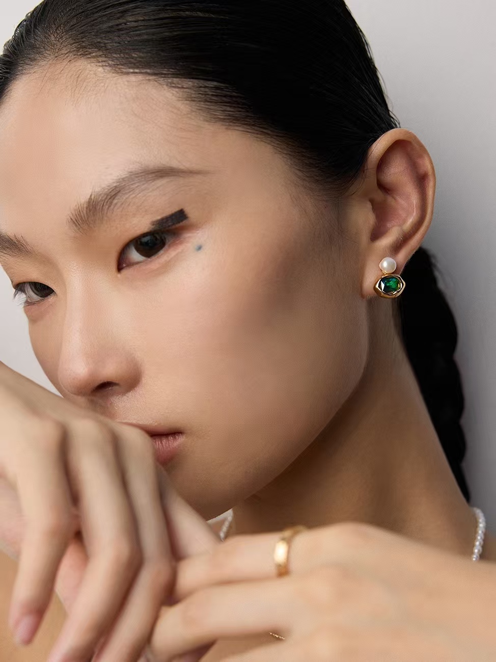 18K S925 sterling silver fashion simple match temperament earrings necklace