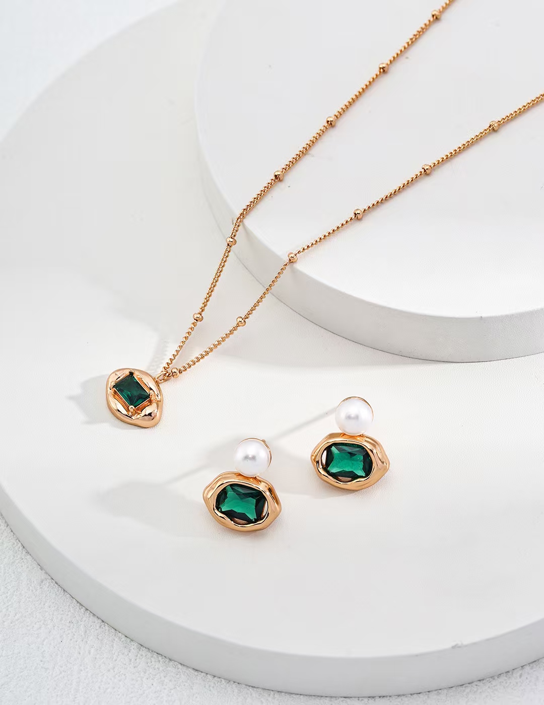 18K S925 sterling silver fashion simple match temperament earrings necklace