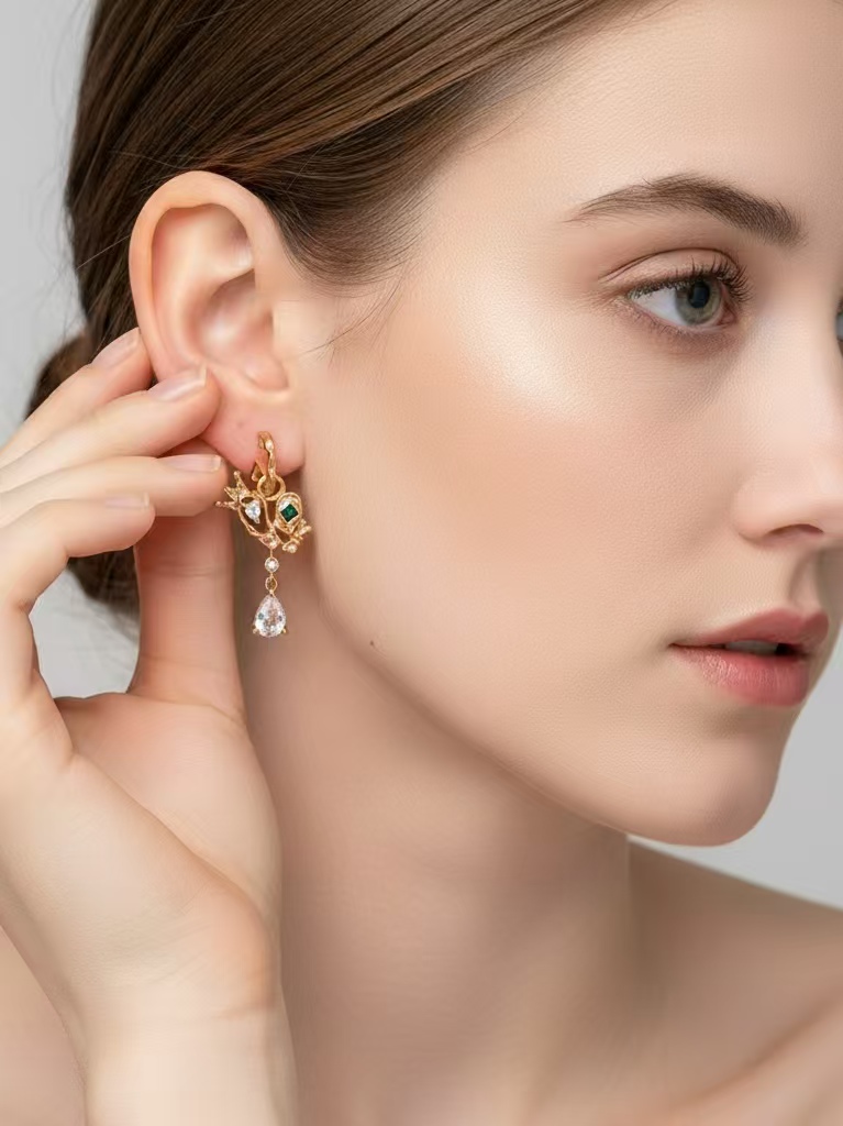 Luxurious, stylish, playful, and playful 18K 925 sterling silver earrings