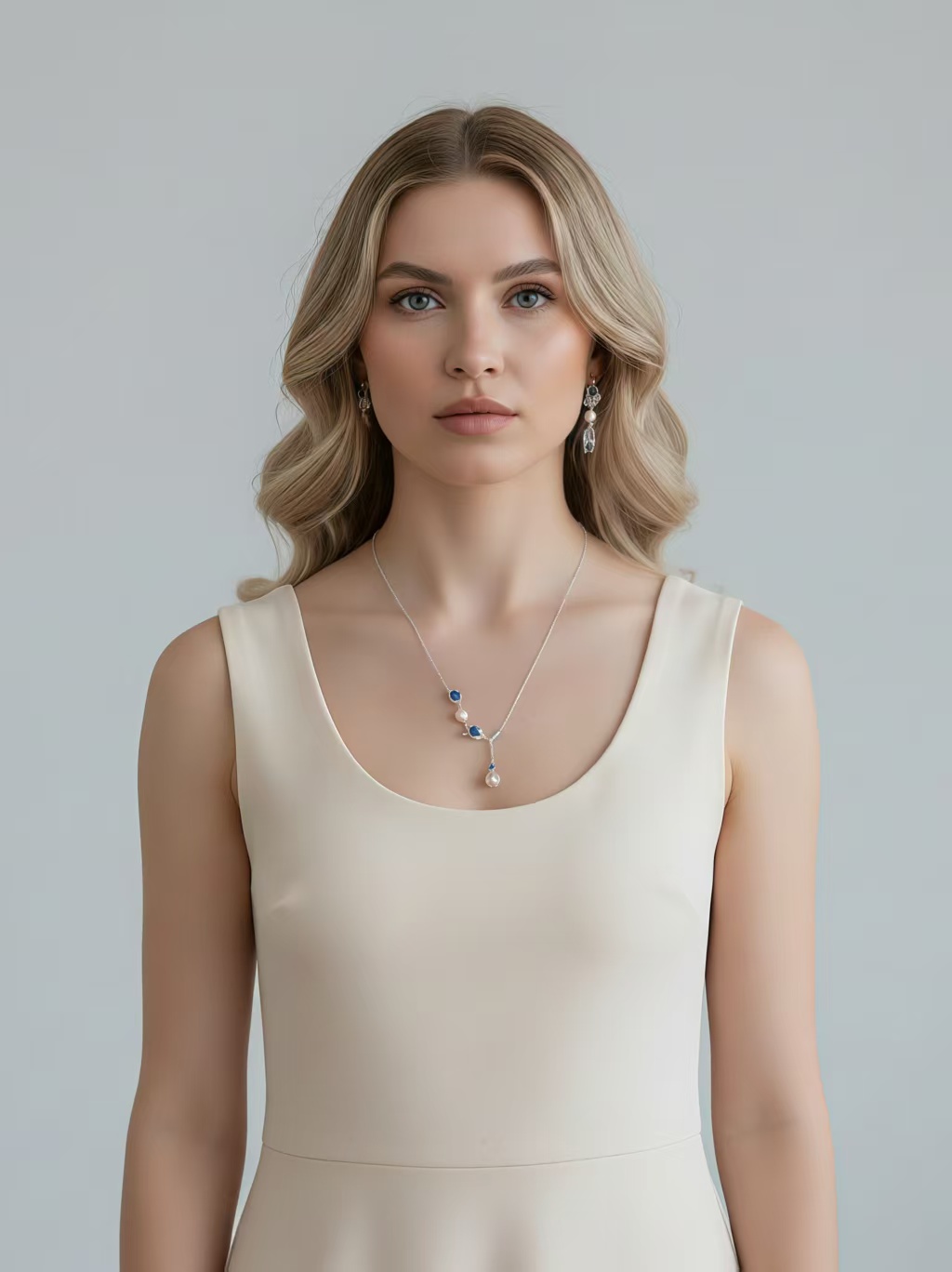 18K S925 sterling silver fashion exquisite noble earrings necklace