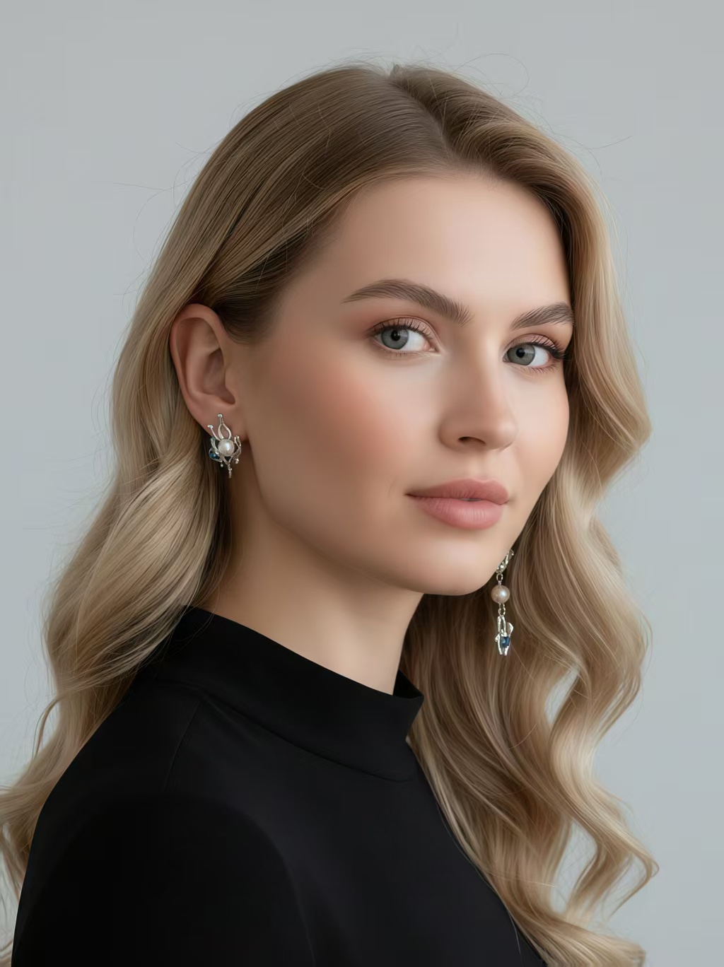 18K S925 sterling silver fashion exquisite noble earrings necklace