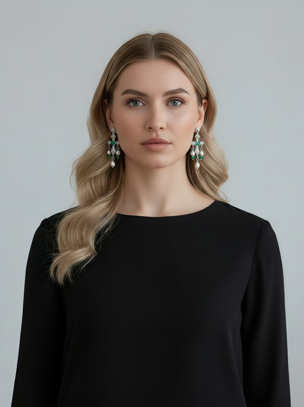 18K S925 sterling silver fashionable turquoise agate earrings