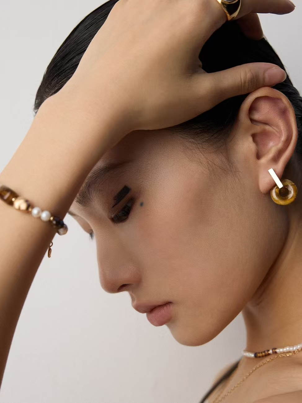 18K S925 sterling silver tiger eye stone vintage fashion luxury ring earrings necklace bracelet