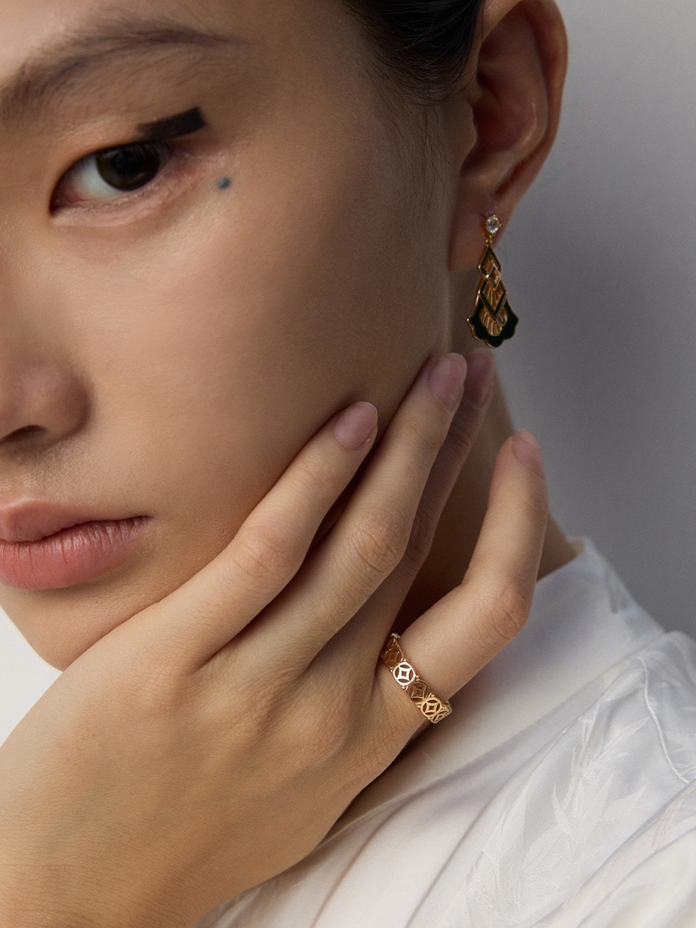 18K Qian Duo Duo Series 925 Sterling Silver Ring