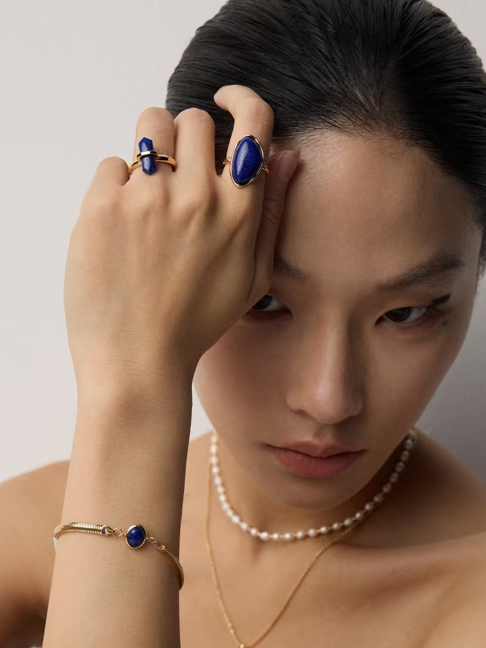 18K 925 Sterling Silver Natural Lapis Lazuli Ring: Simple, vintage, and unique.