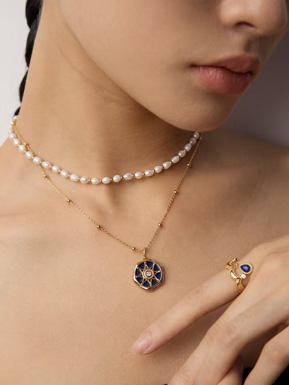 18K S925 Sterling Silver Vintage Fashion Necklace