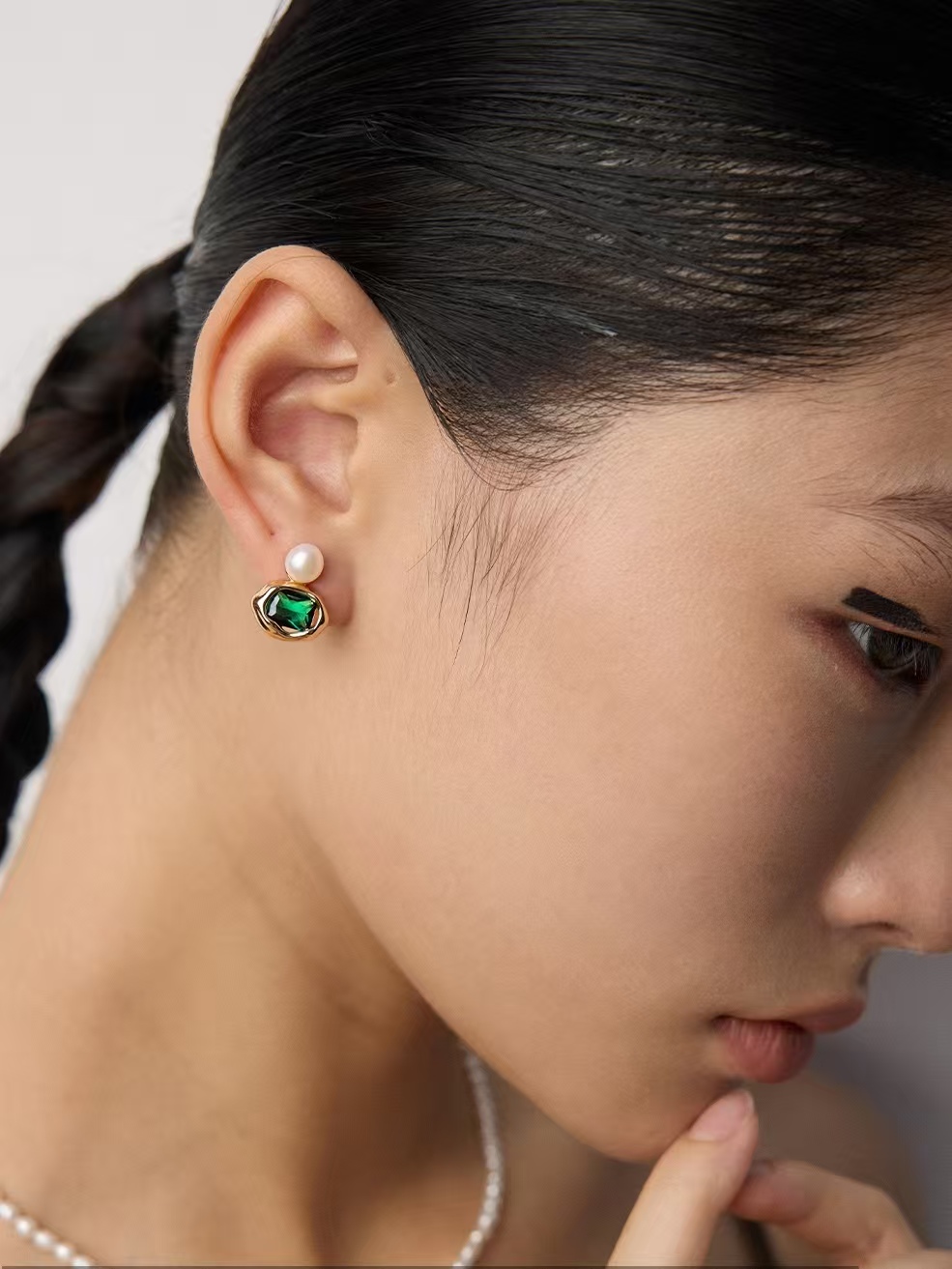 18K S925 sterling silver fashion noble temperament zircon earrings