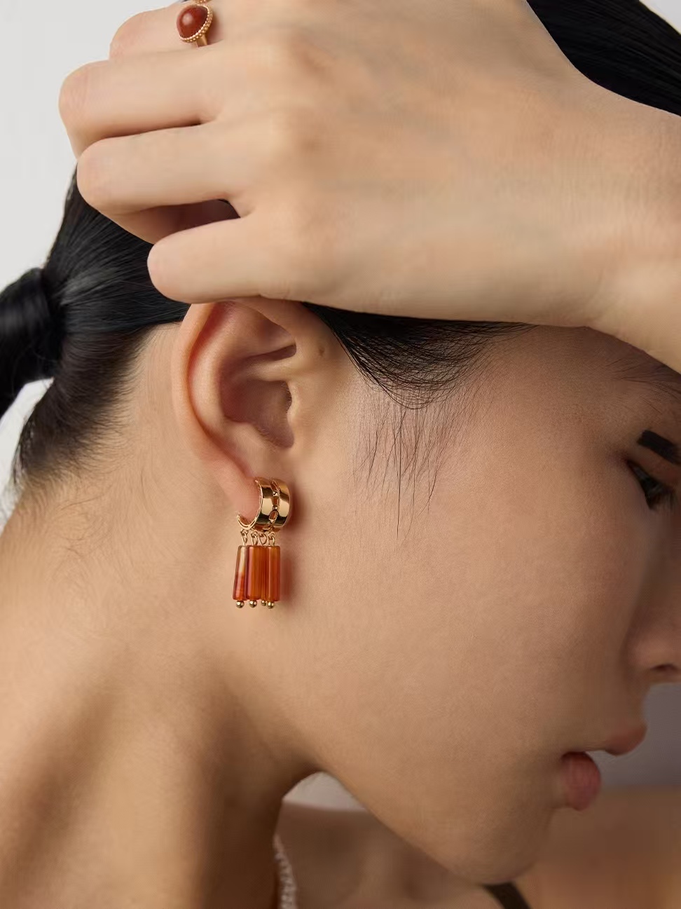 8K S925 Silver Fashionable New Chinese Style Agate Earrings