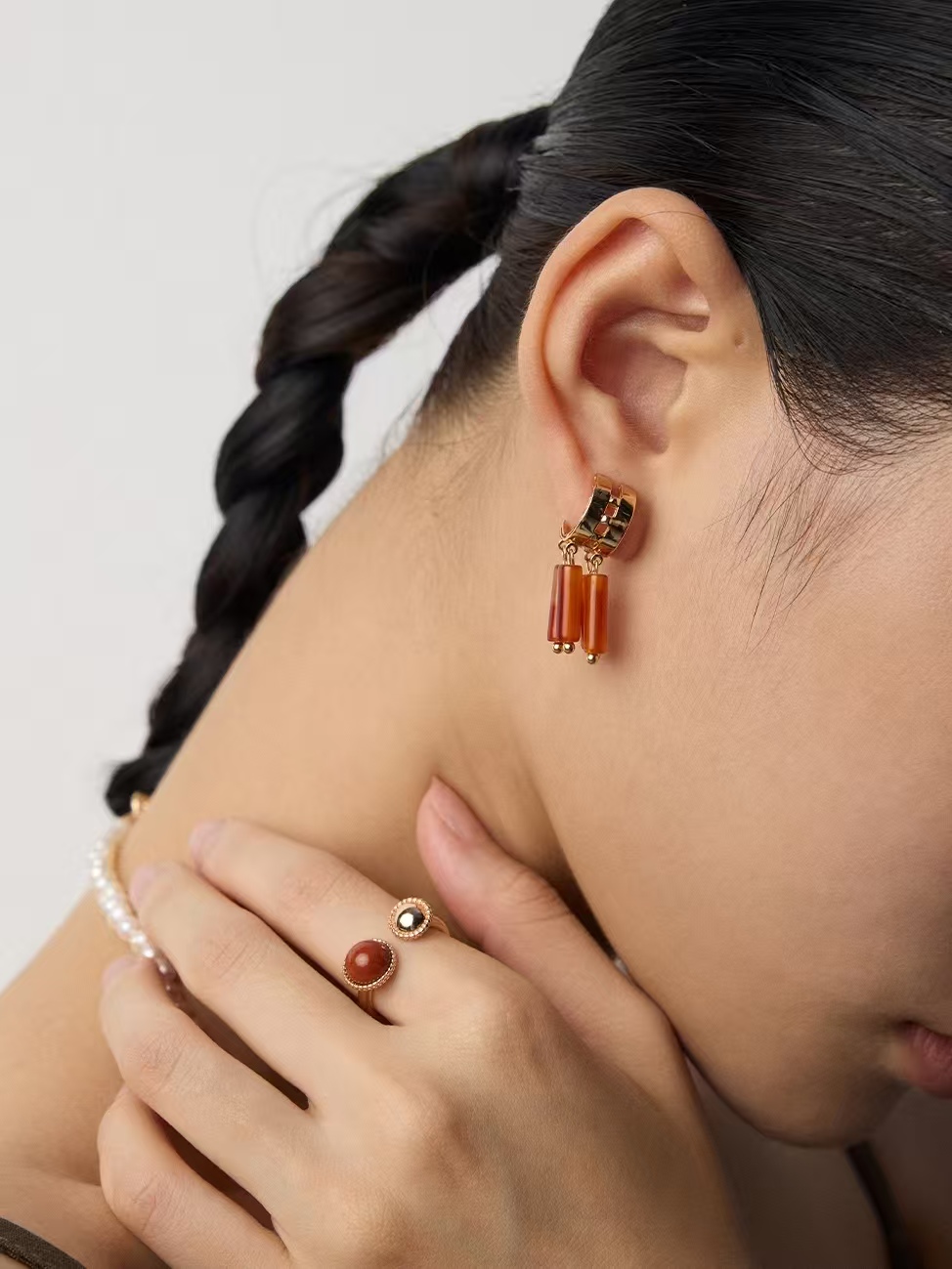 8K S925 Silver Fashionable New Chinese Style Agate Earrings