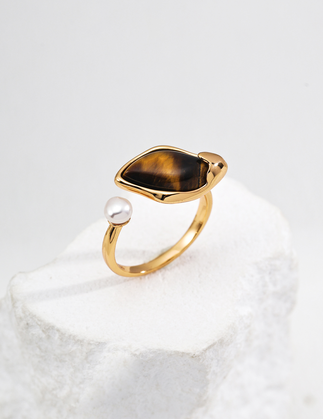 18K S925 Sterling Silver Tiger's Eye Vintage Ring