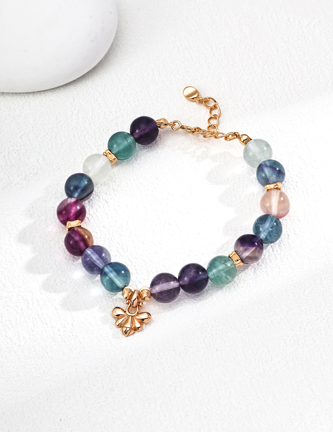 18K 925 Sterling Silver Fashionable Colored Fluorite Bracelet