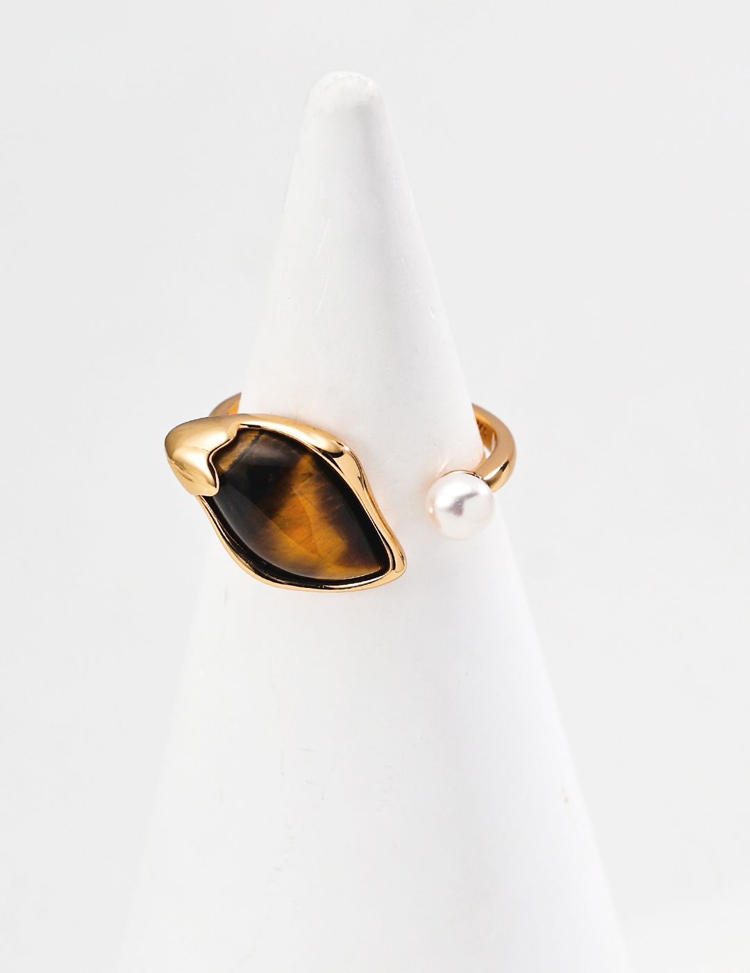 18K S925 Sterling Silver Tiger's Eye Vintage Ring