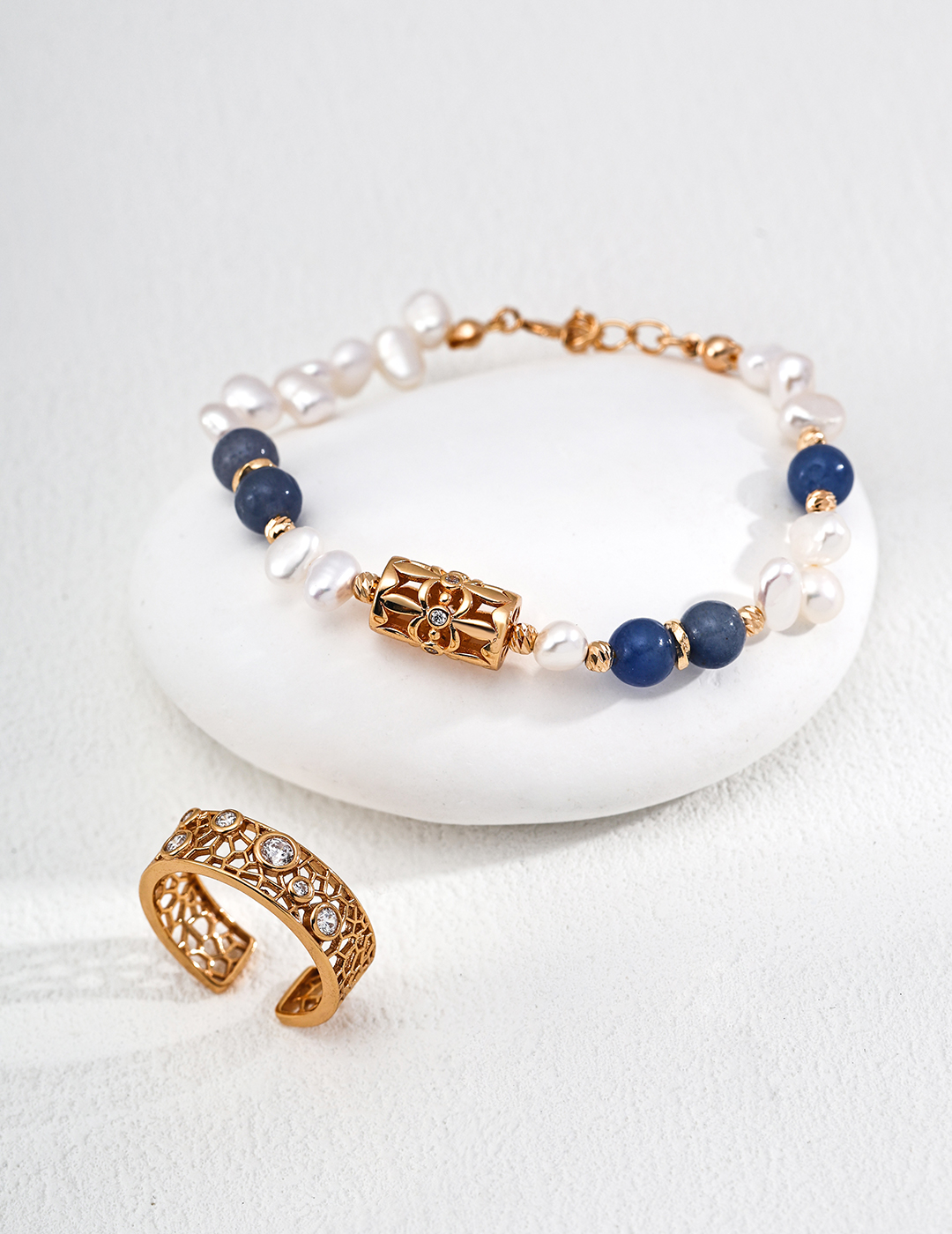 18K S925 sterling silver versatile fashion natural pearl bracelet