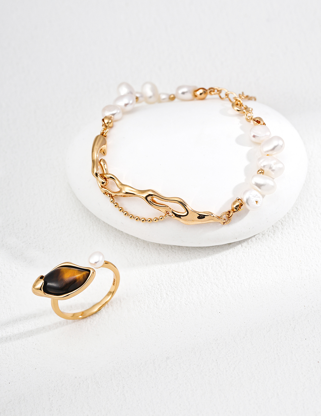 18K S925 Sterling Silver Tiger's Eye Vintage Ring