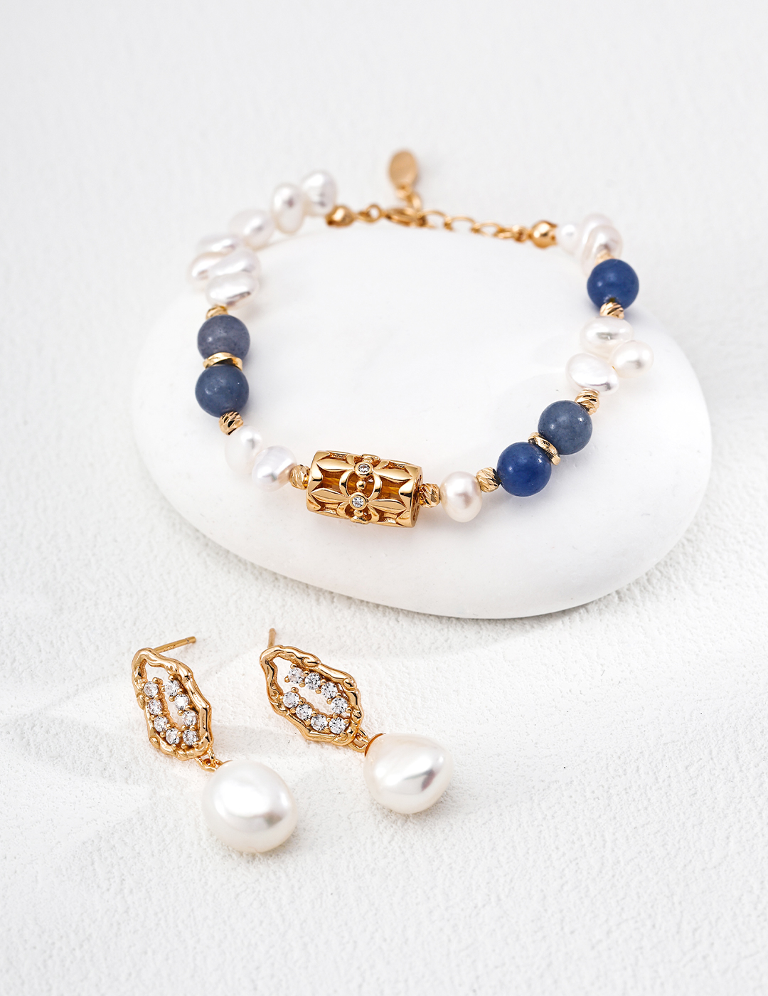 18K S925 sterling silver versatile fashion natural pearl bracelet