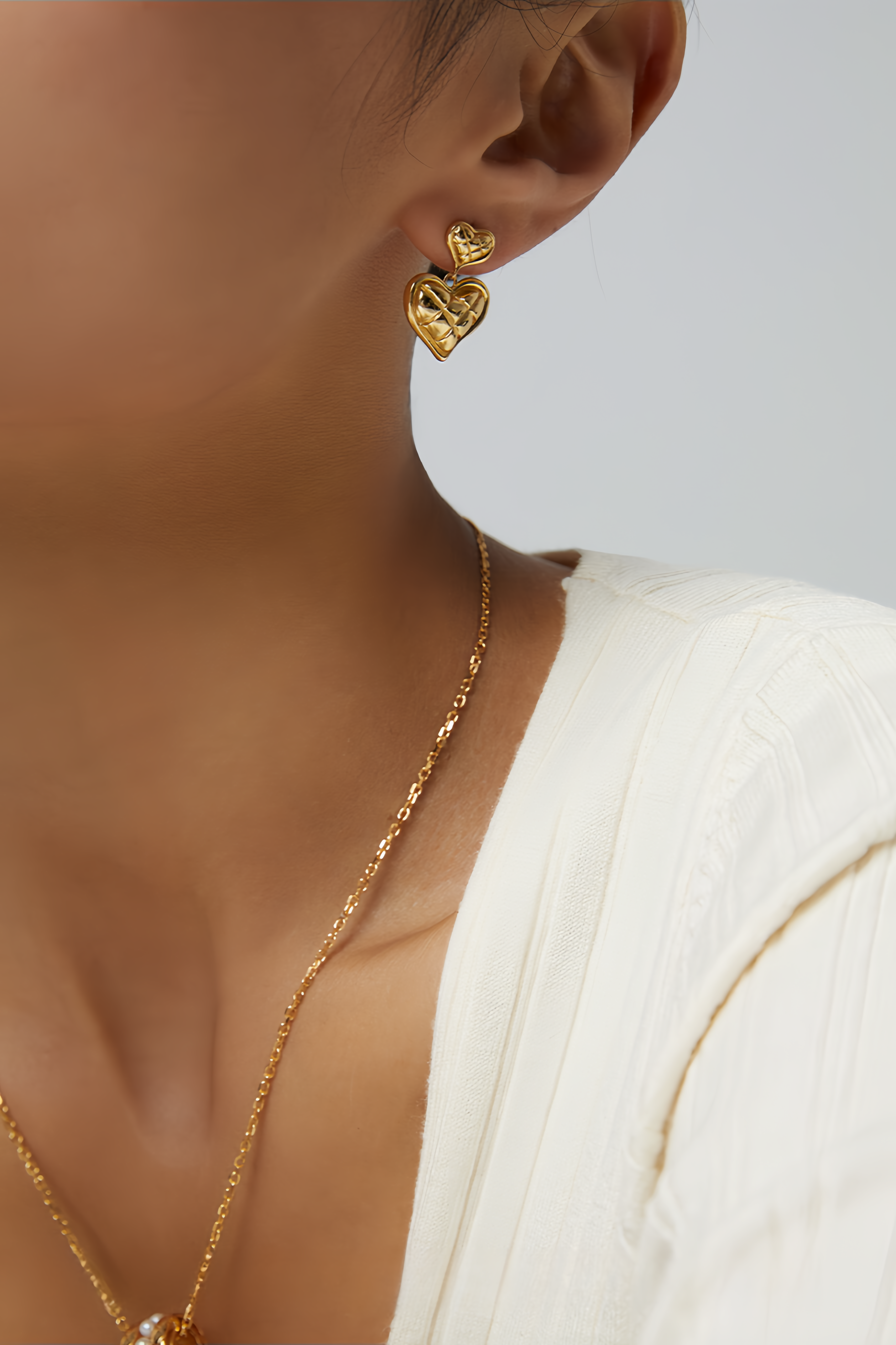 18K S925 Sterling Silver Heart Earrings