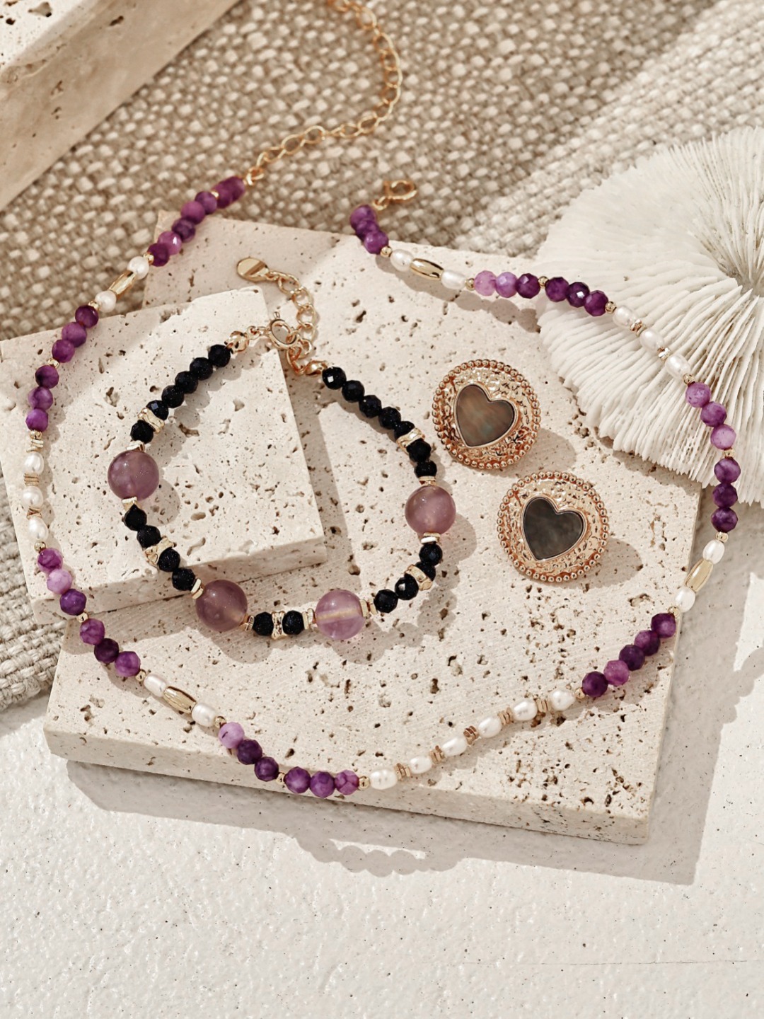 18K S925 Sterling Silver Natural Lavender Light Amethyst Blue Sand Bead Bracelet