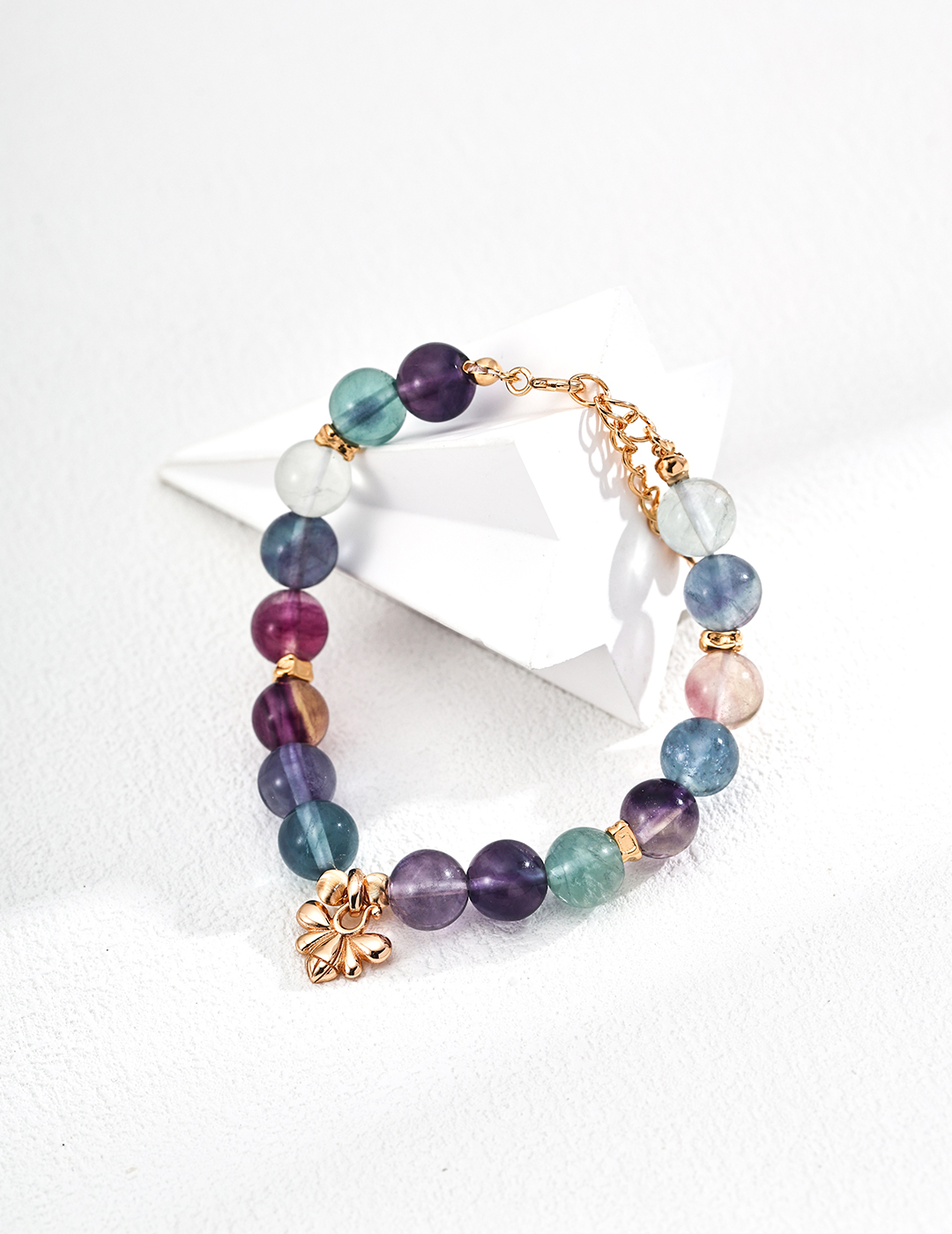 18K 925 Sterling Silver Fashionable Colored Fluorite Bracelet