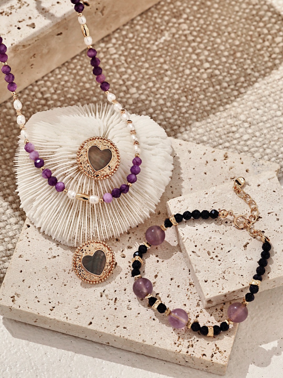 18K S925 Sterling Silver Natural Lavender Light Amethyst Blue Sand Bead Bracelet