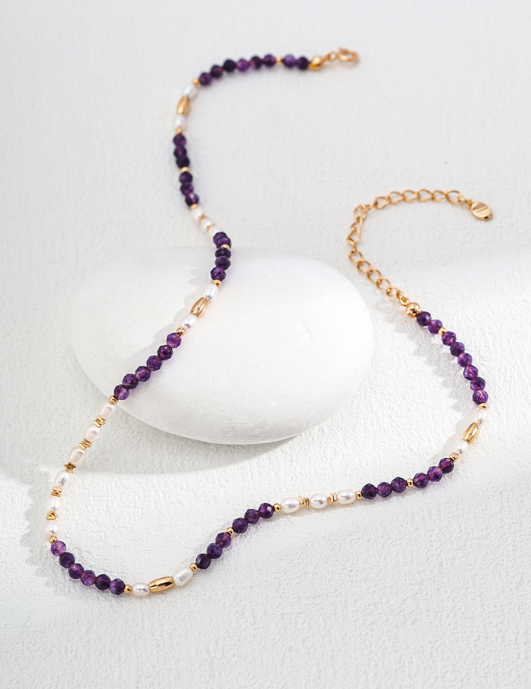 925 Silver Vintage Luxury Fashion Natural Pearl Amethyst Necklace