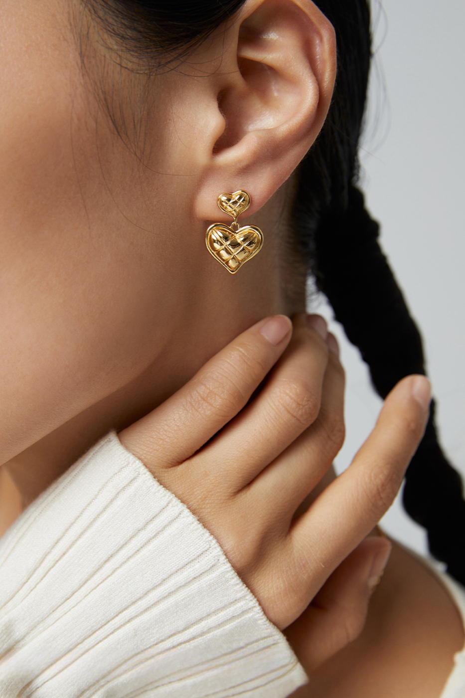 18K S925 Sterling Silver Heart Earrings