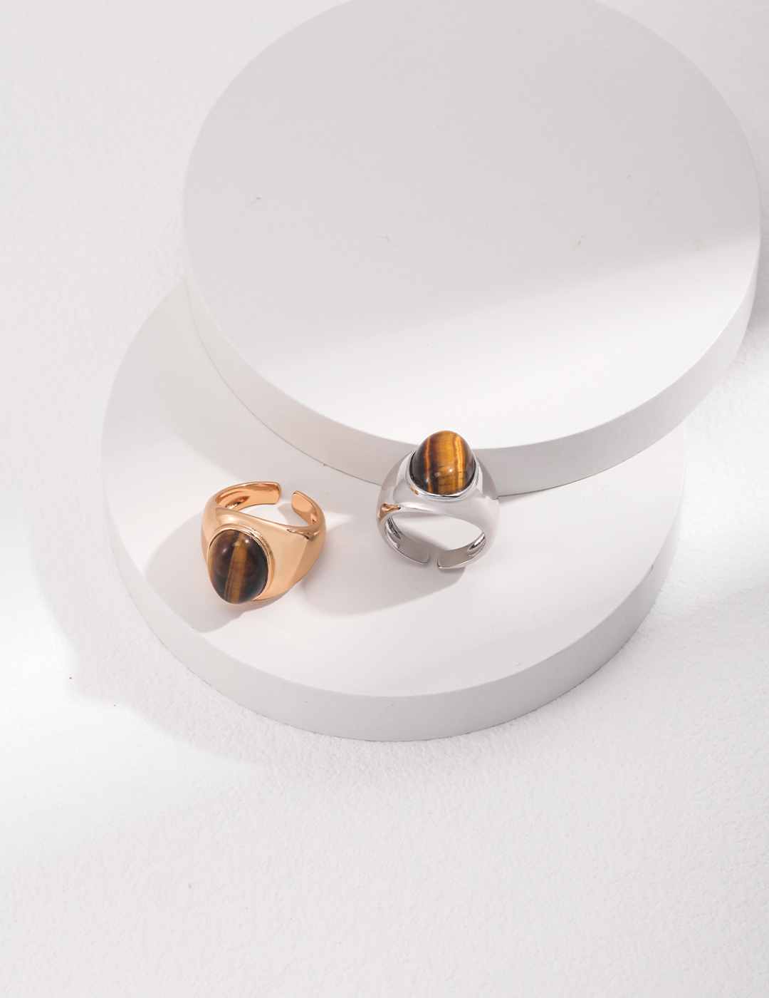 18K S925 Sterling Silver Vintage Fashion Tiger Eye Ring