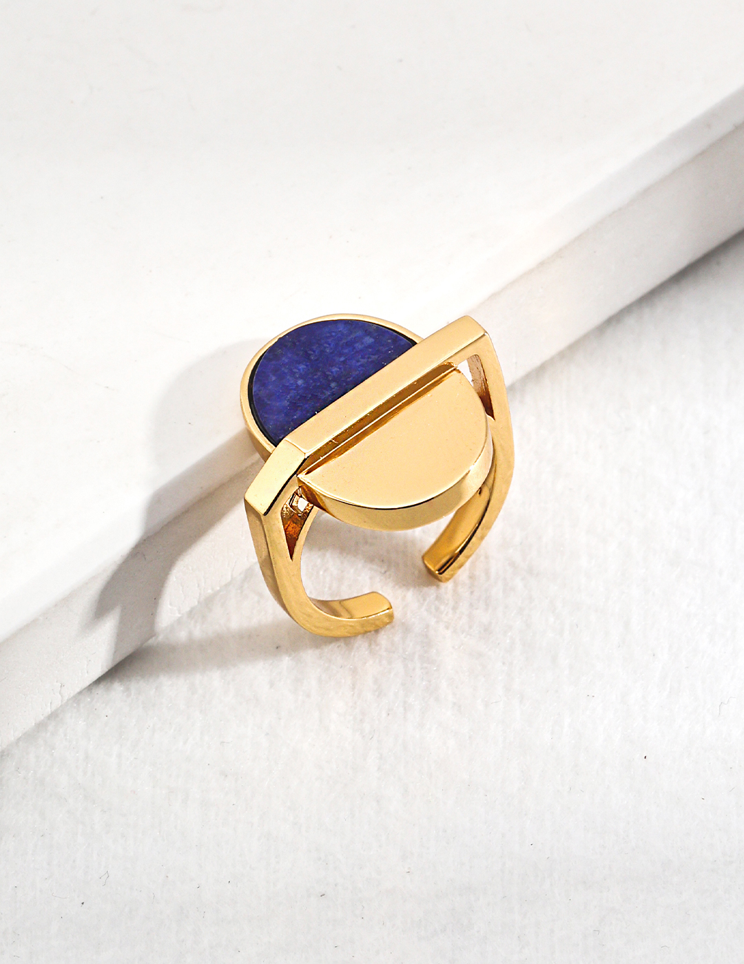 18K 925 Sterling Silver Natural Lapis Lazuli Ring: Simple, vintage, and unique.