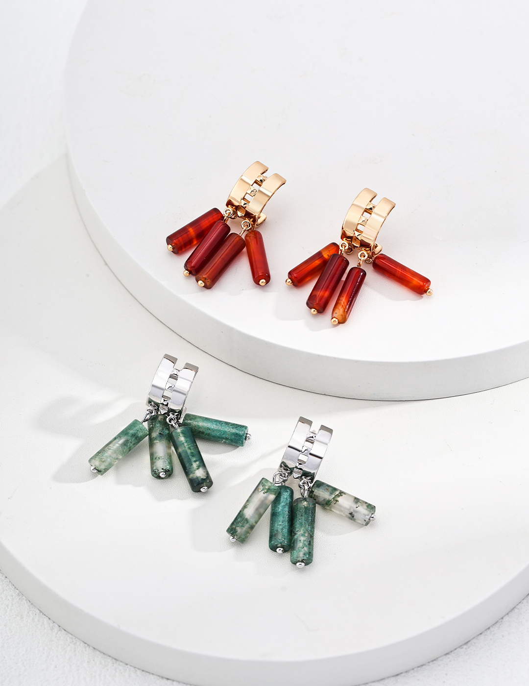 8K S925 Silver Fashionable New Chinese Style Agate Earrings