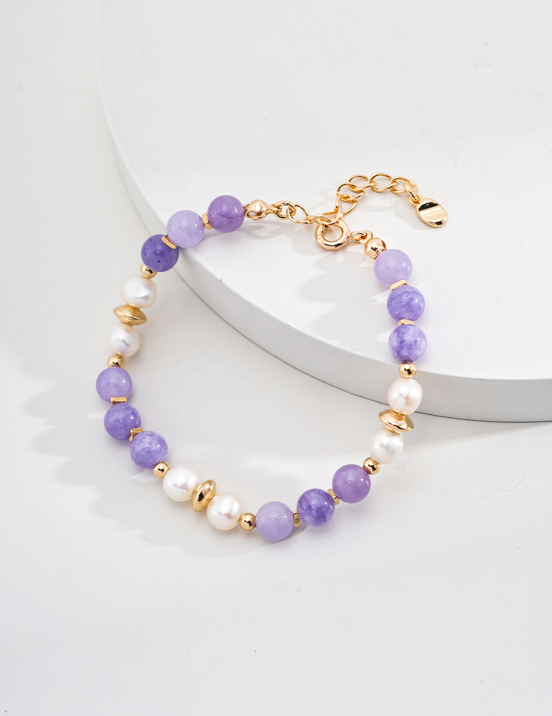 18K S925 Sterling Silver Simple and Stylish Niche Natural Pearl Kunzite Bracelet