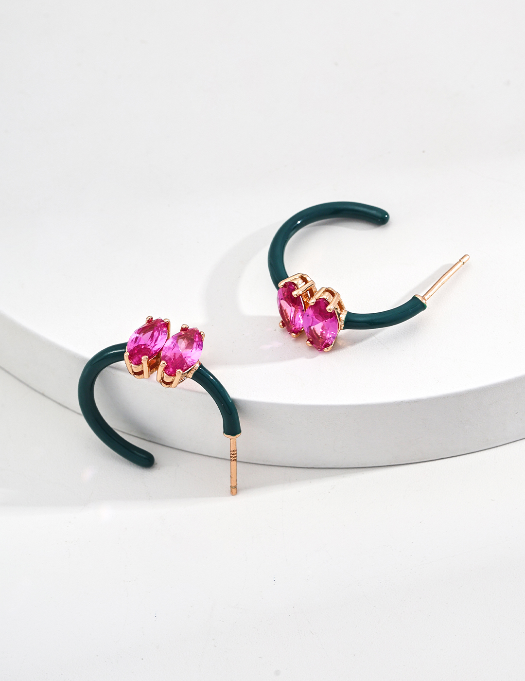 18K S925 Sterling Silver Vintage Fashion Niche Drip Enamel Zirconia Earrings