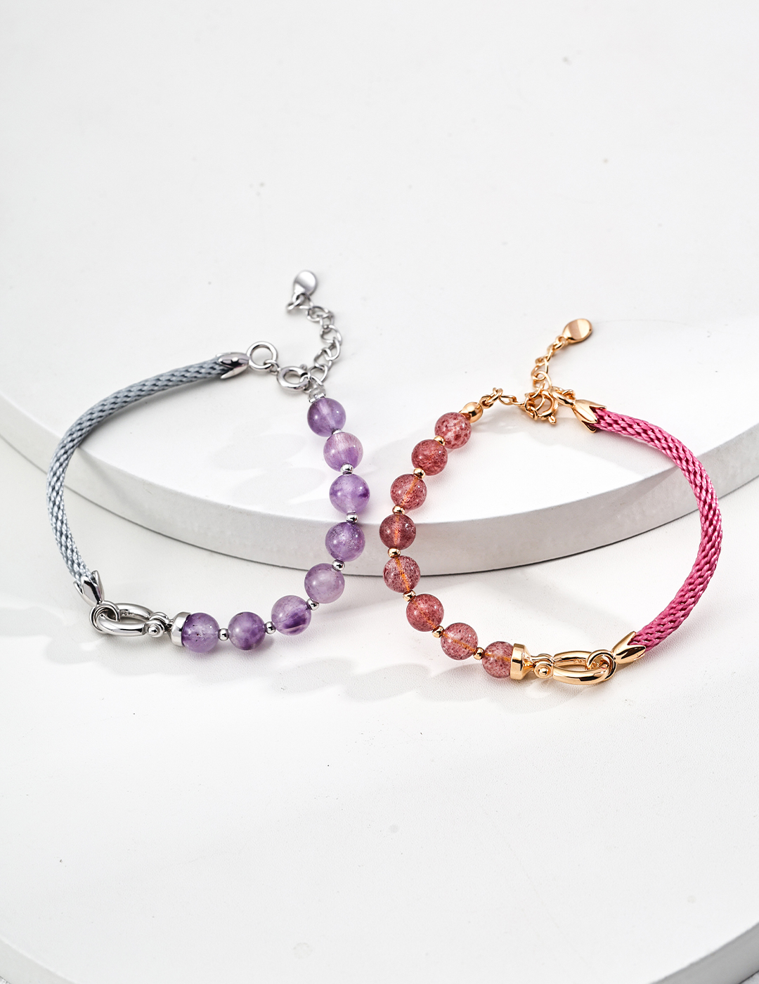 18K Gold & S925 Silver Fashionable Simple Crystal Bracelet