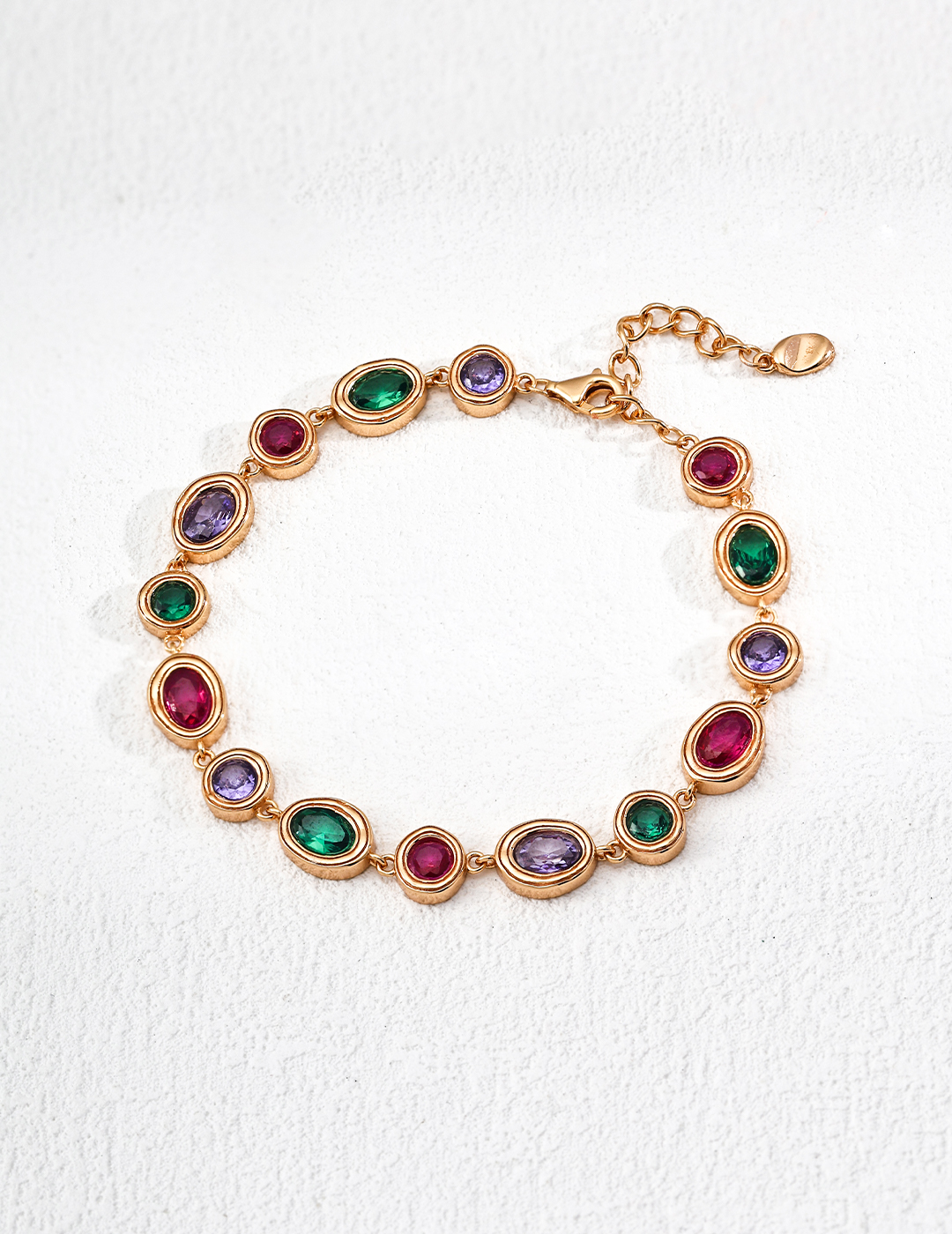 18K Gold Plated S925 Sterling Silver Vintage Fashionable and Elegant Colorful Zircon Bracelet