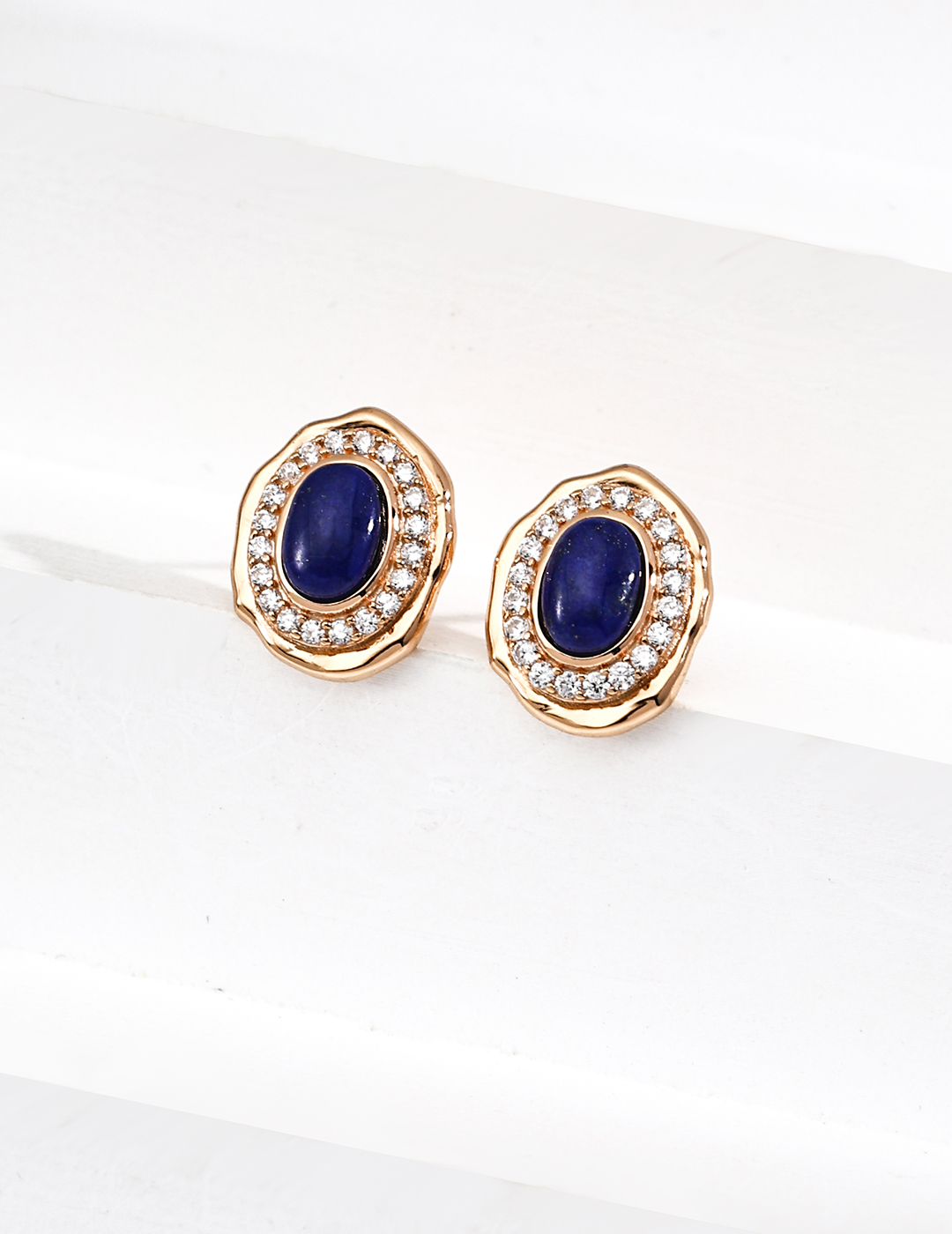 18K S925 Silver Vintage Fashion Niche Design Lapis Lazuli and Zircon Earrings