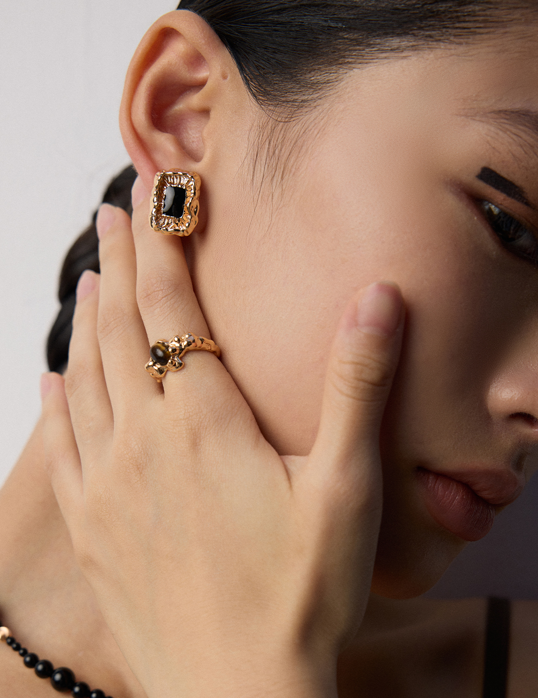 18K S925 Silver Vintage Delicate Black Drip Glaze Earrings