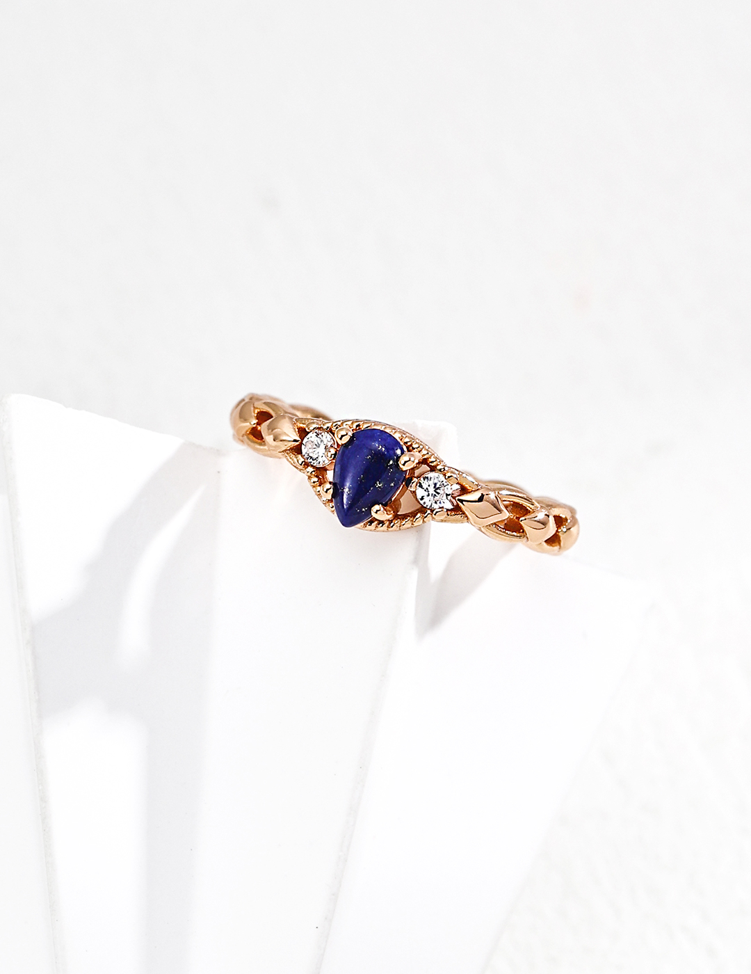 18K S925 Sterling Silver Vintage Niche Fashion Zircon Lapis Lazuli/Mother-of-Pearl Ring