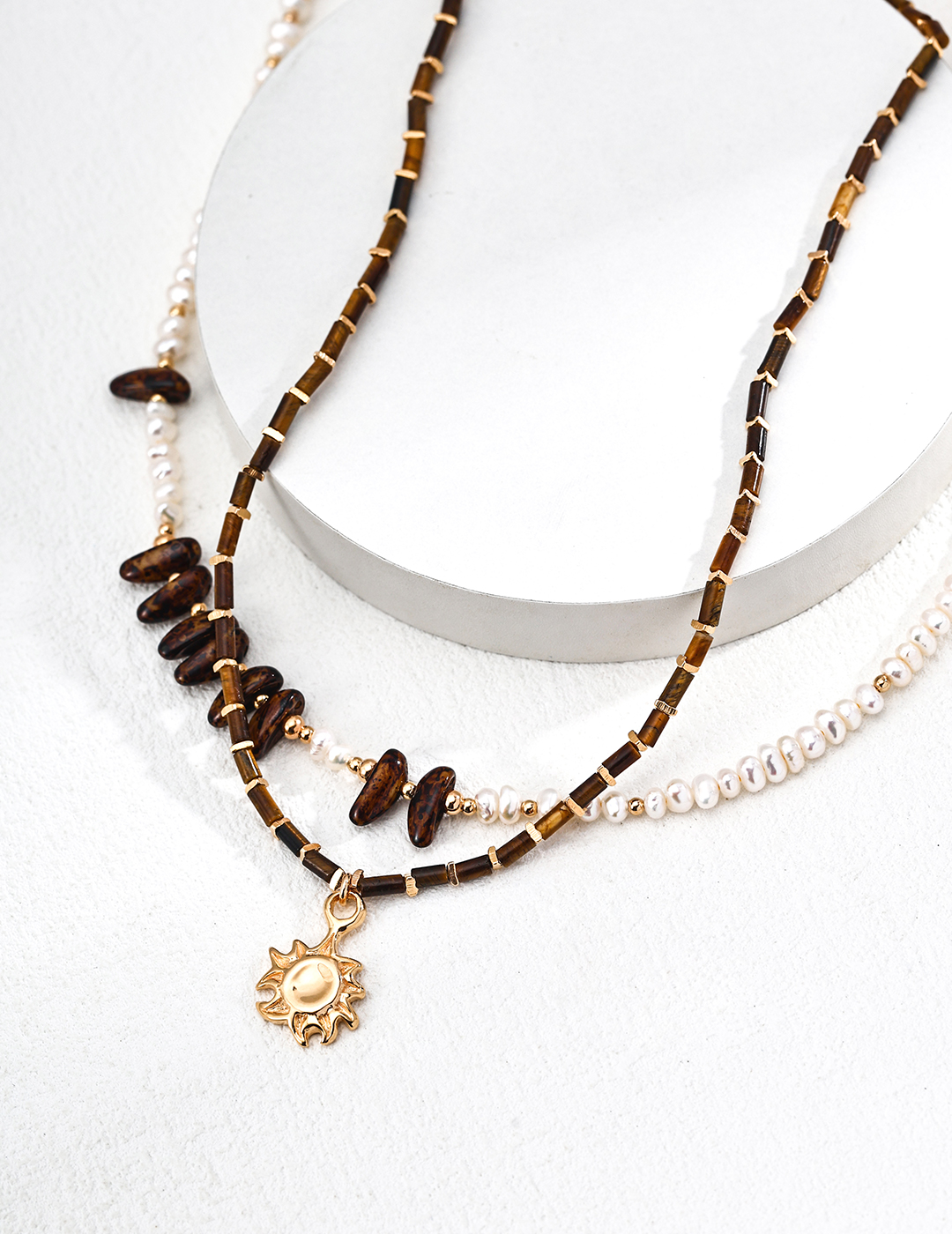 18K Silver 925 Fashion Unique Natural Pearl Czech Glass Necklace