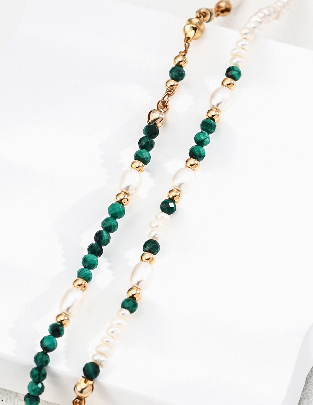 18K S925 Silver Vintage Fashion Natural Pearl Malachite Necklace