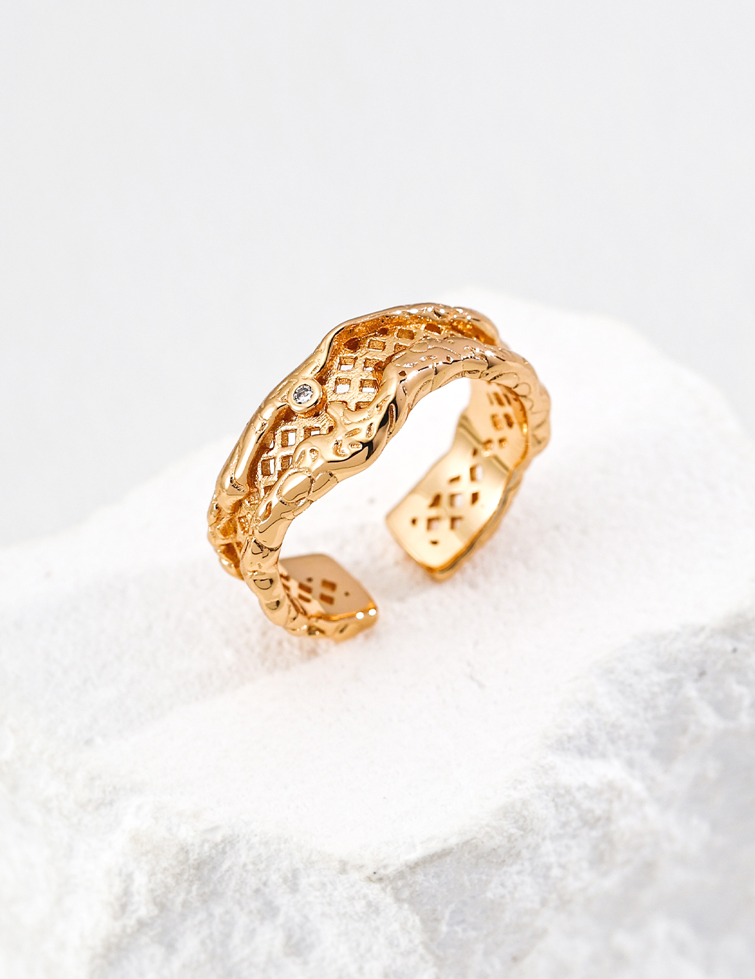 18K S925 Sterling Silver Simple and Versatile Ring