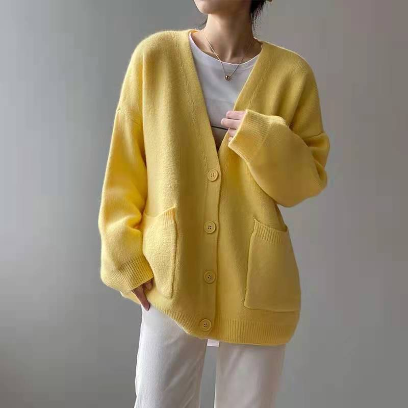 Cardigan de malha desleixado com bolsos