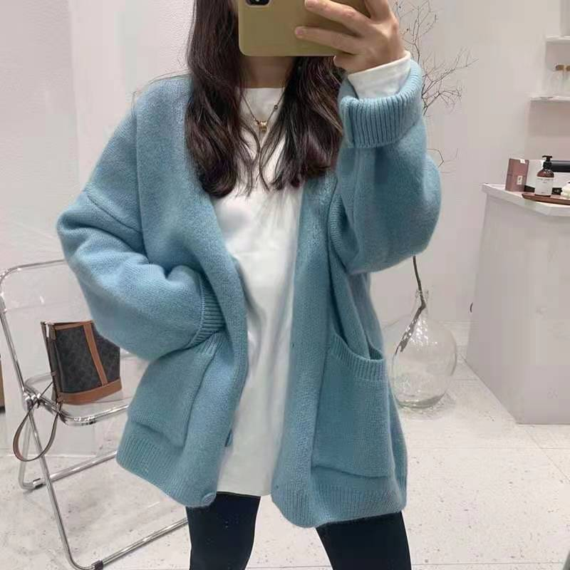 Cardigan de malha desleixado com bolsos